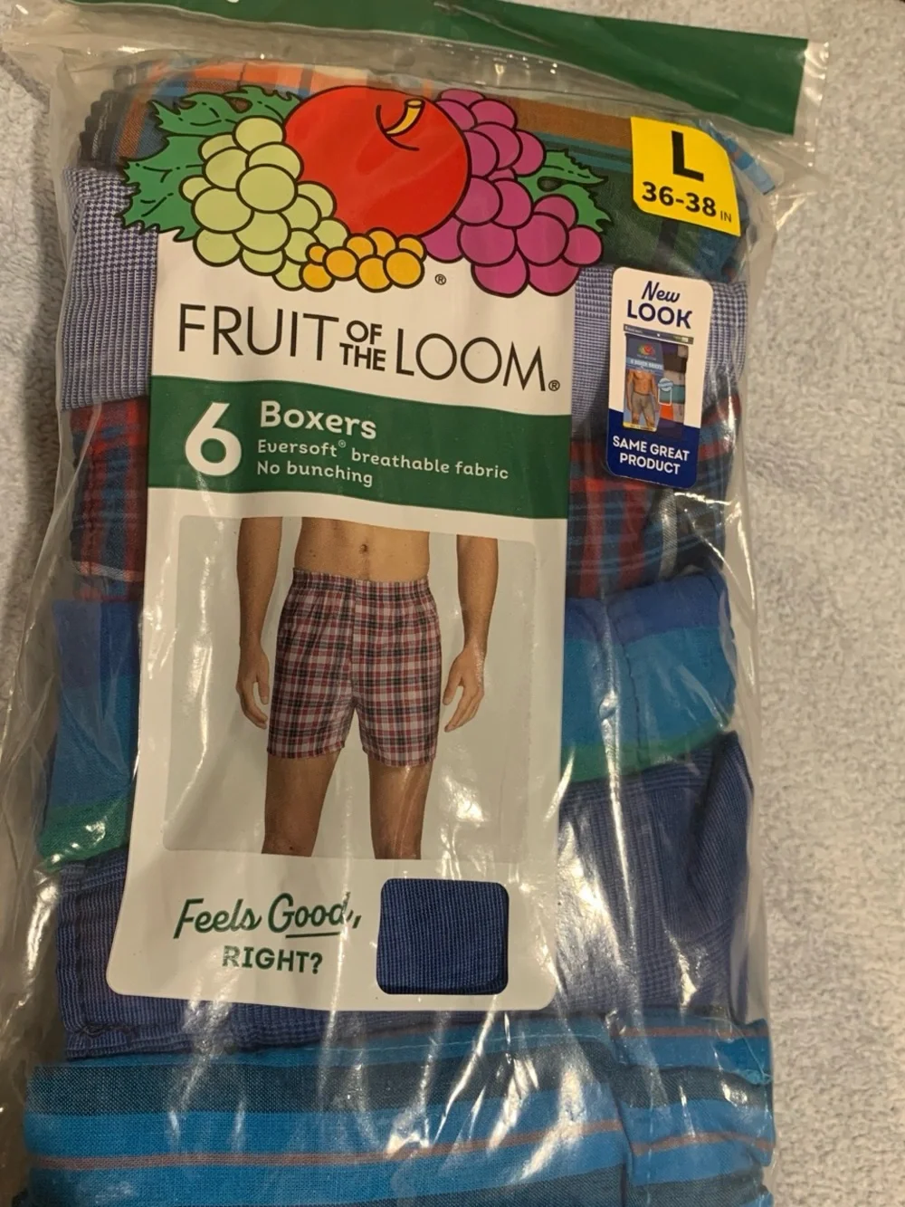 Fruit of the Loom Boys' Blue & Green Plaid and Striped Boxer Briefs - 6 Pack